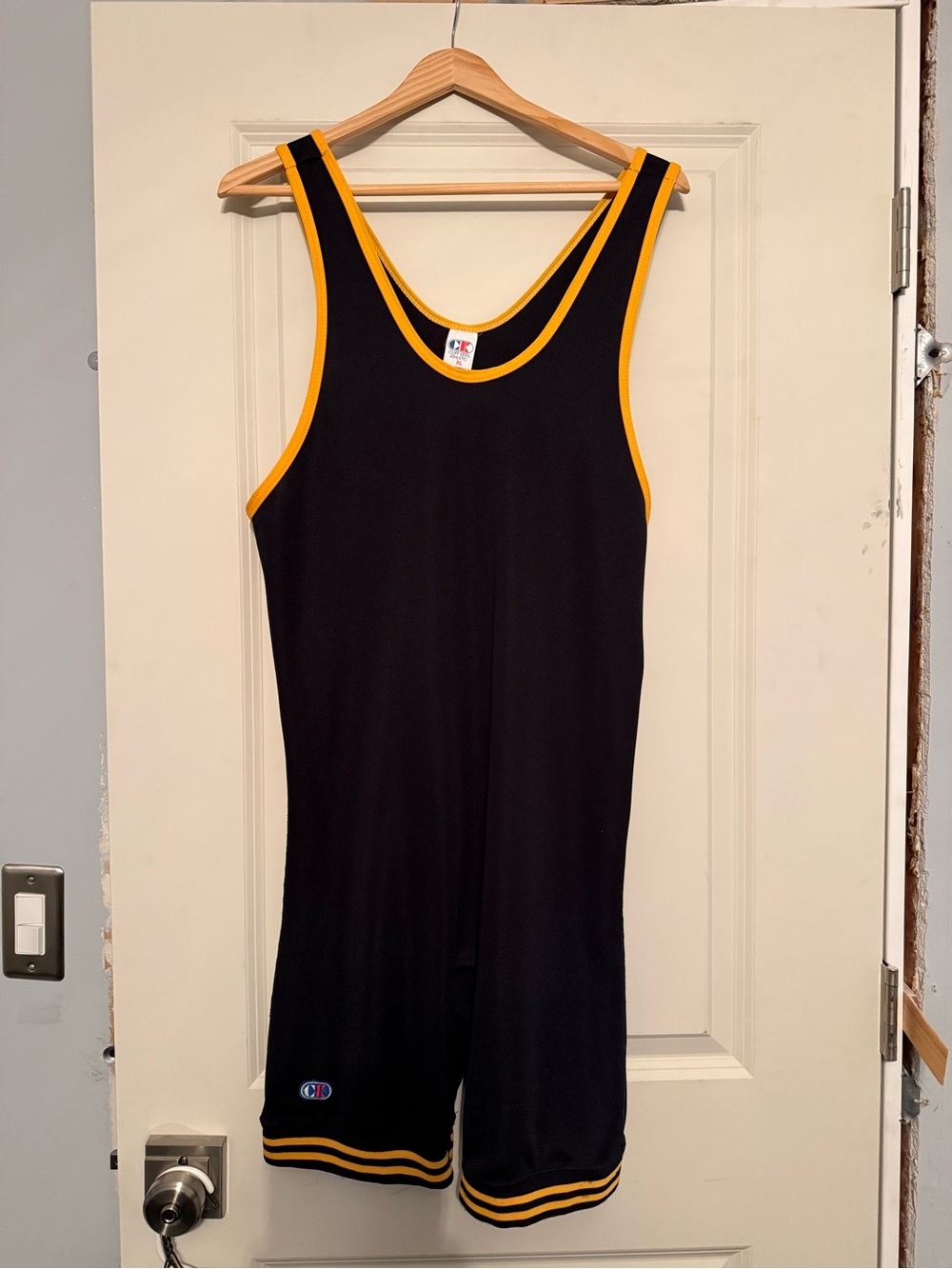 Men’s SINGLET (Cliff Keen) Black and Gold trim, size XL.